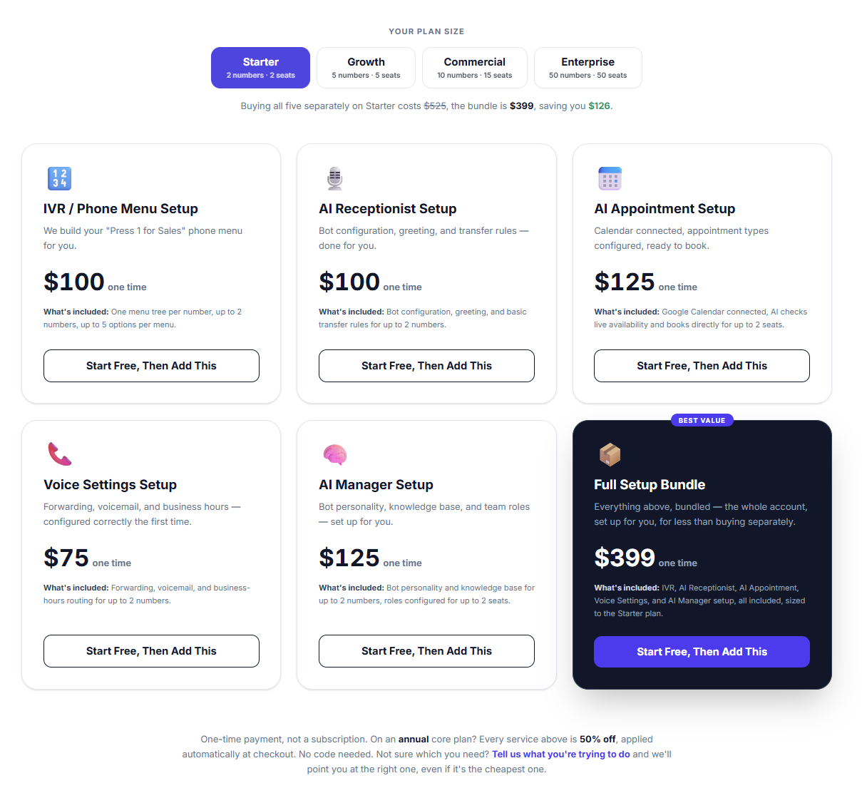 Setup service pricing by plan tier