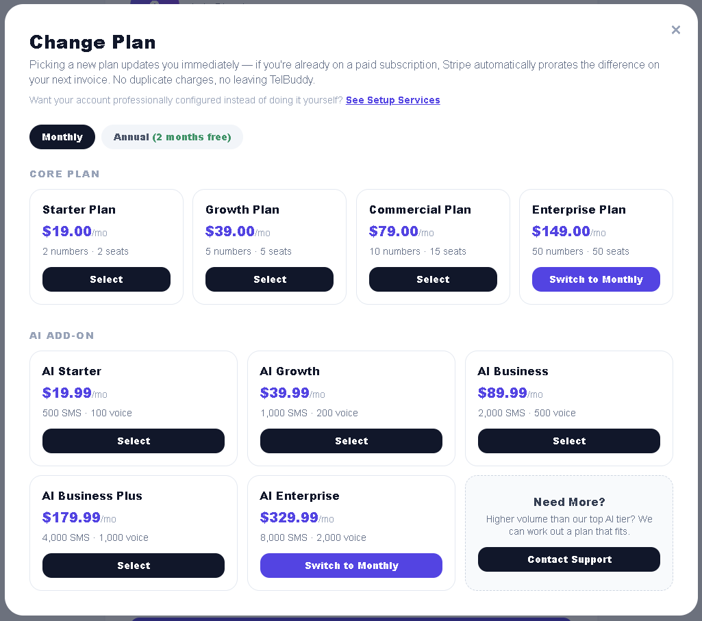 The AI add-on on the Membership page