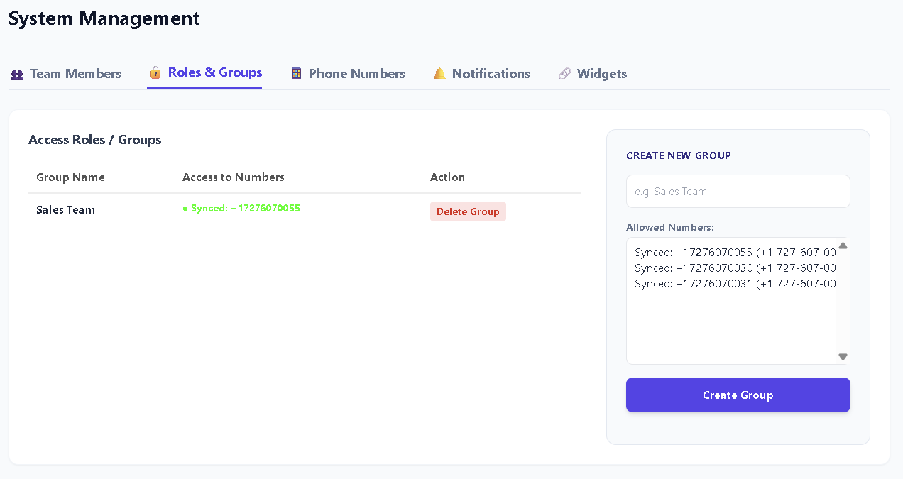 Roles and groups configuration