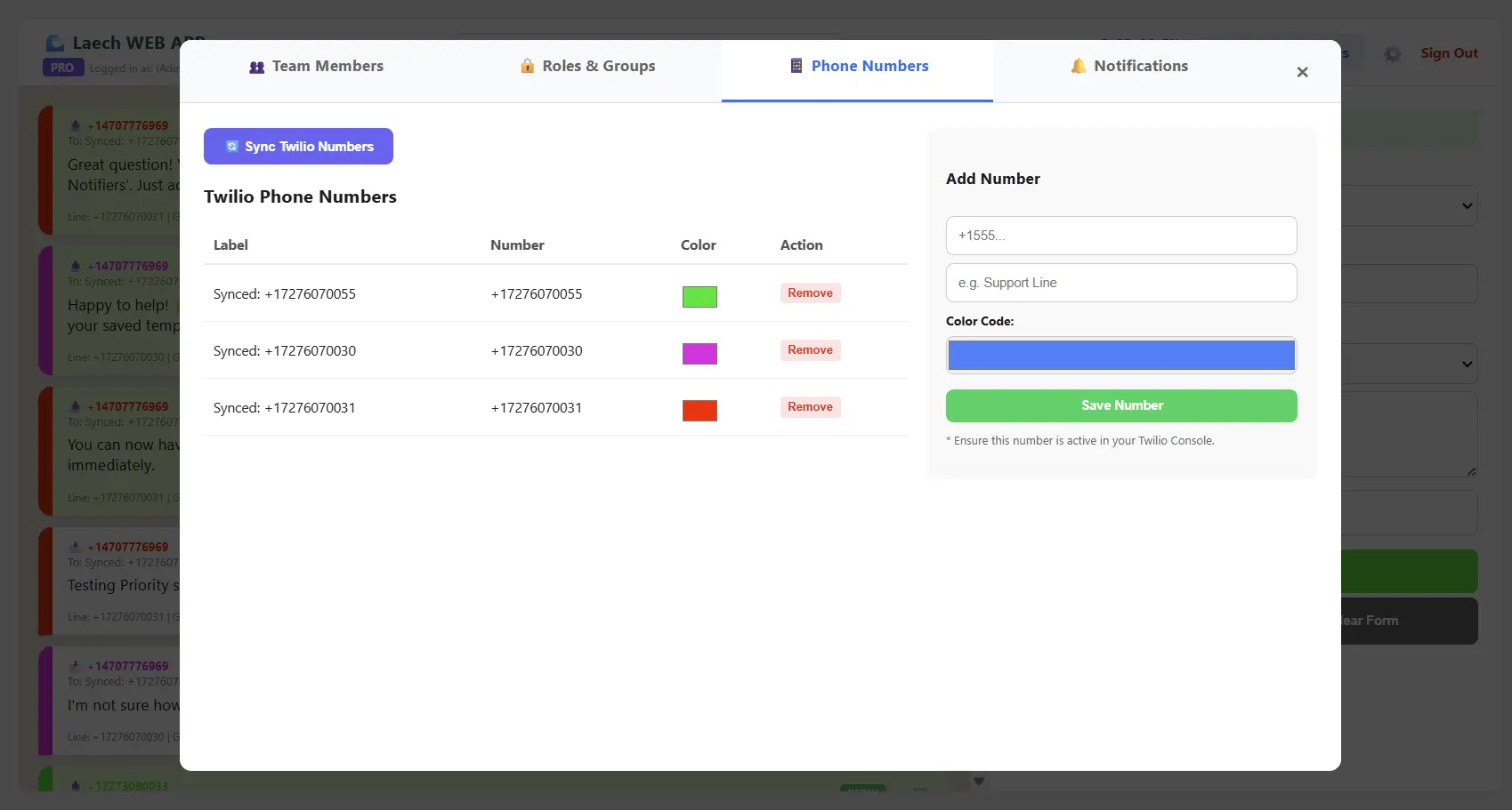 Multi-account Twilio dashboard view