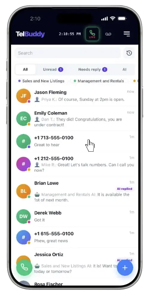 The TelBuddy shared inbox