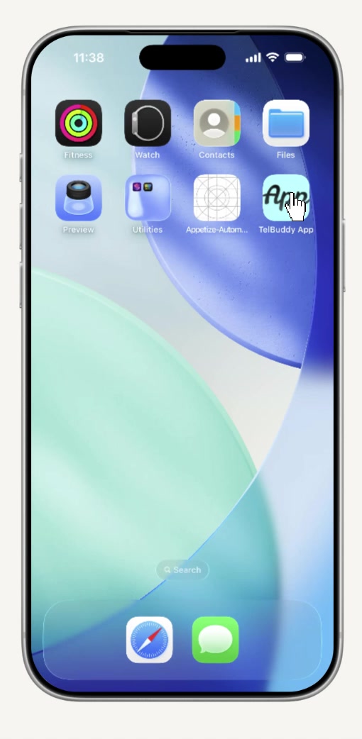 TelBuddy icon on an iPhone Home Screen